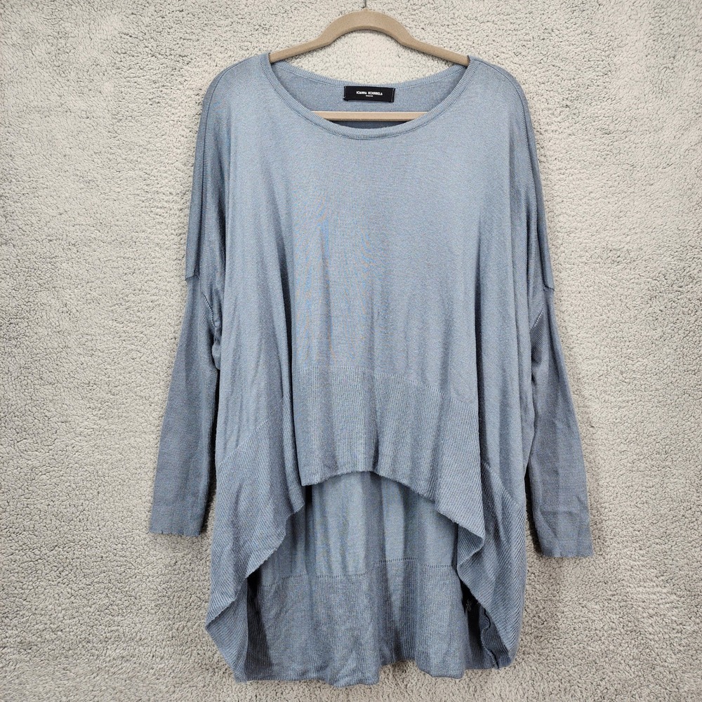 IOANNA KOURBELA BASICS Blue Asymmetrical High Low‎ Knit Sweater Top Large